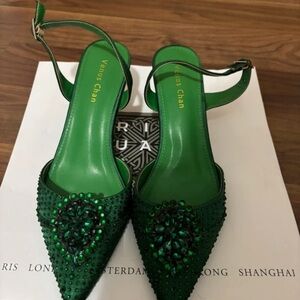 SHEIN Green Embellished Heels